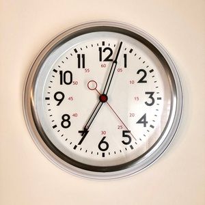 Threshold antique white schoolhouse clock 14”